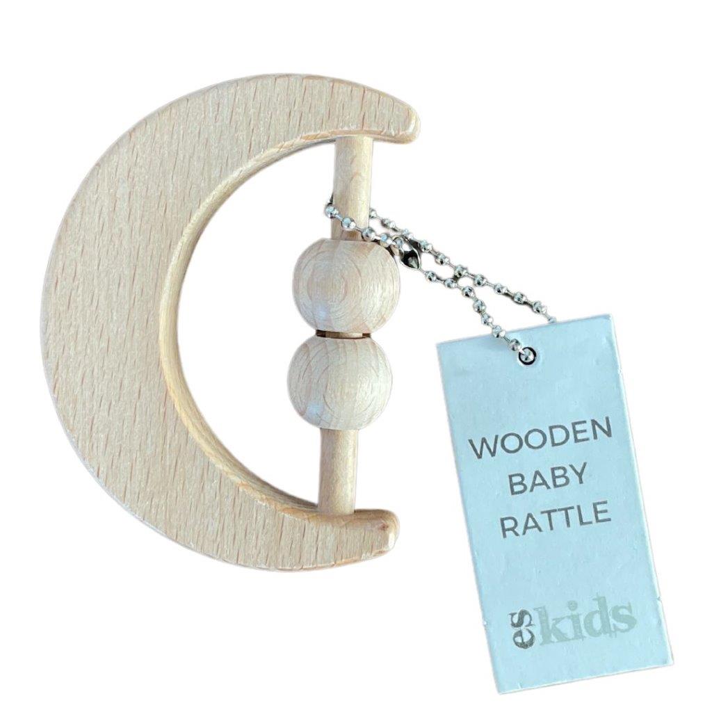 Moon Wooden Baby Rattle - Wooden Baby Toys 