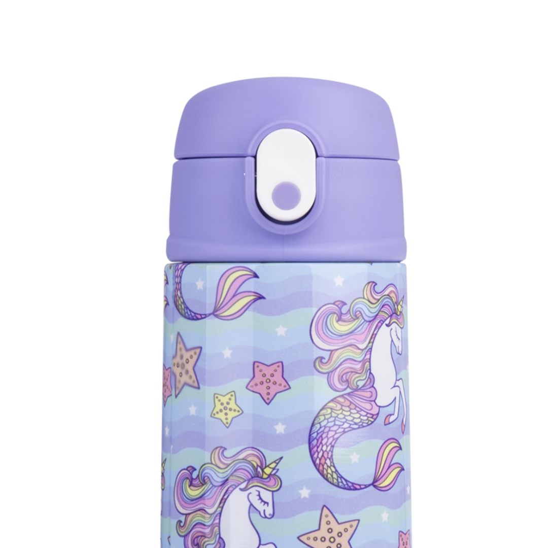 Oasis Kids Stainless Steel Double Wall Insulated Drink Bottle with Sipper (550ml) Mermaid Unicorns