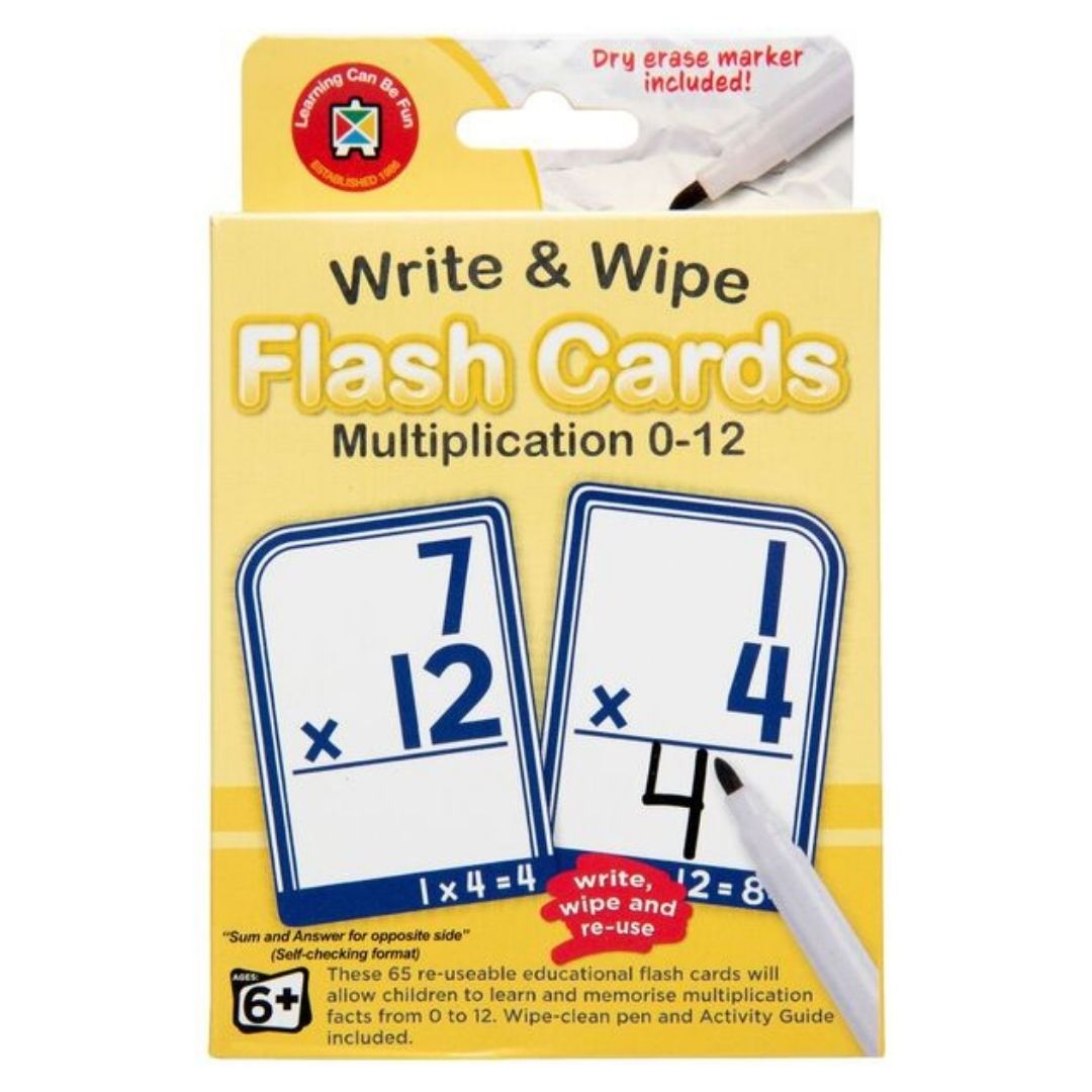 Write and Wipe Multiplication 0-12 Flash Cards with Marker| Educational Toys