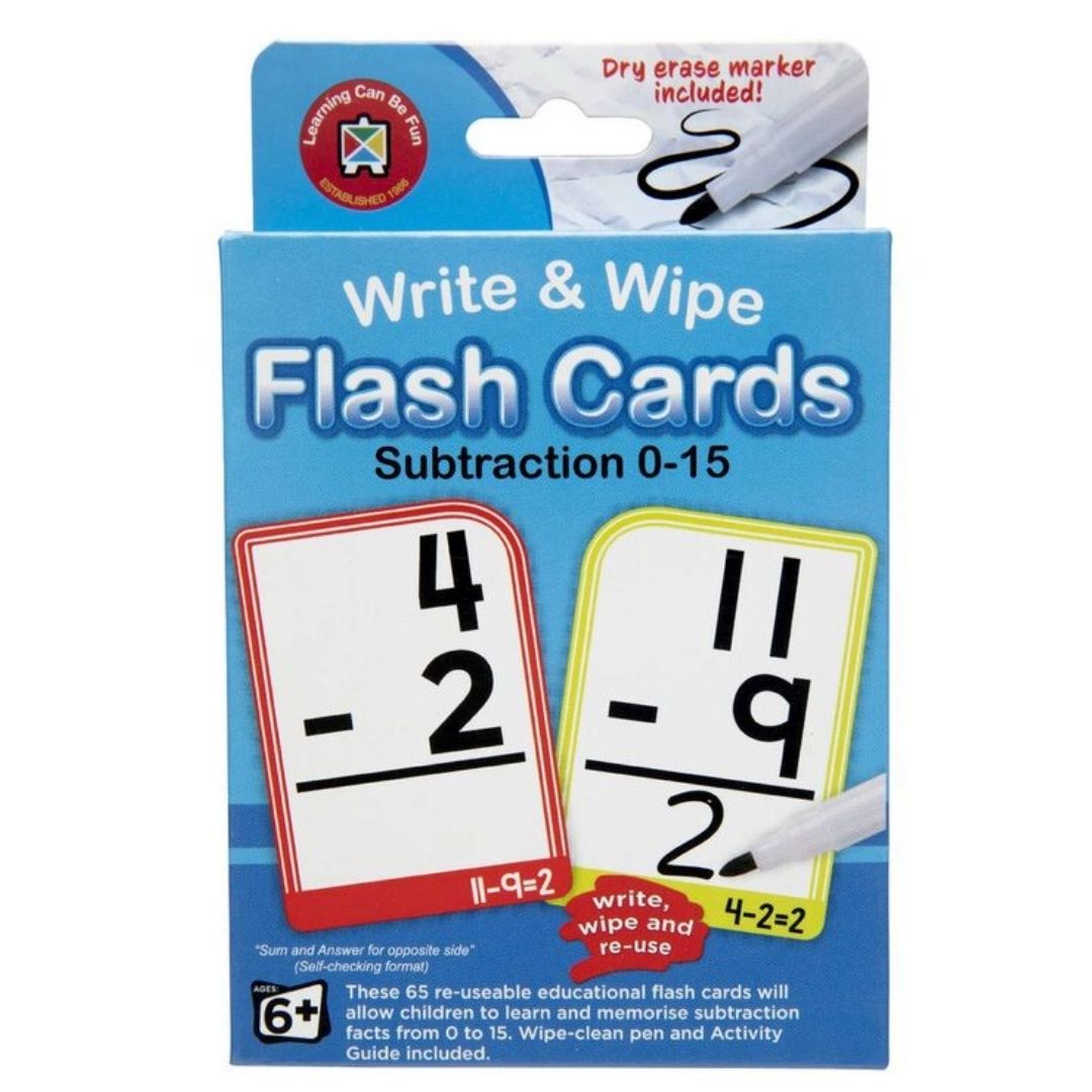Write and Wipe Subtraction 0-15 Flash Cards with Marker| Educational Toys