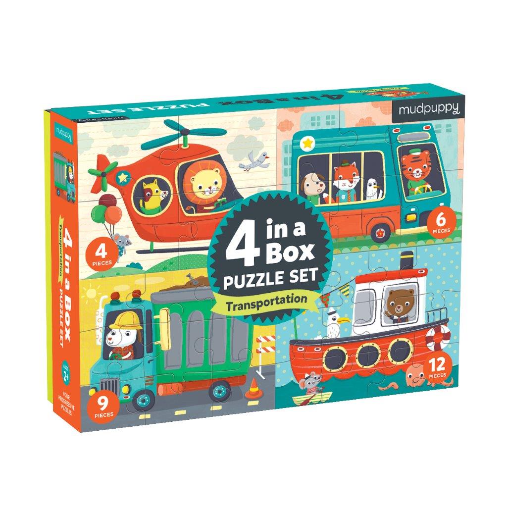 4 in a Box Transport Kids Puzzle Set