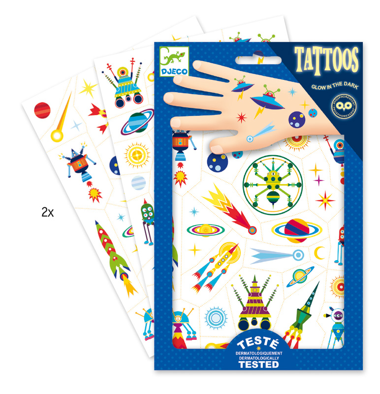 Astronaut Alien Tattoos, Outer Space Party Favors – Premium Temporary  Tattoos