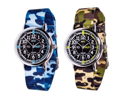 EasyRead Time Teacher Kids First Watch Past/To Camo Watch