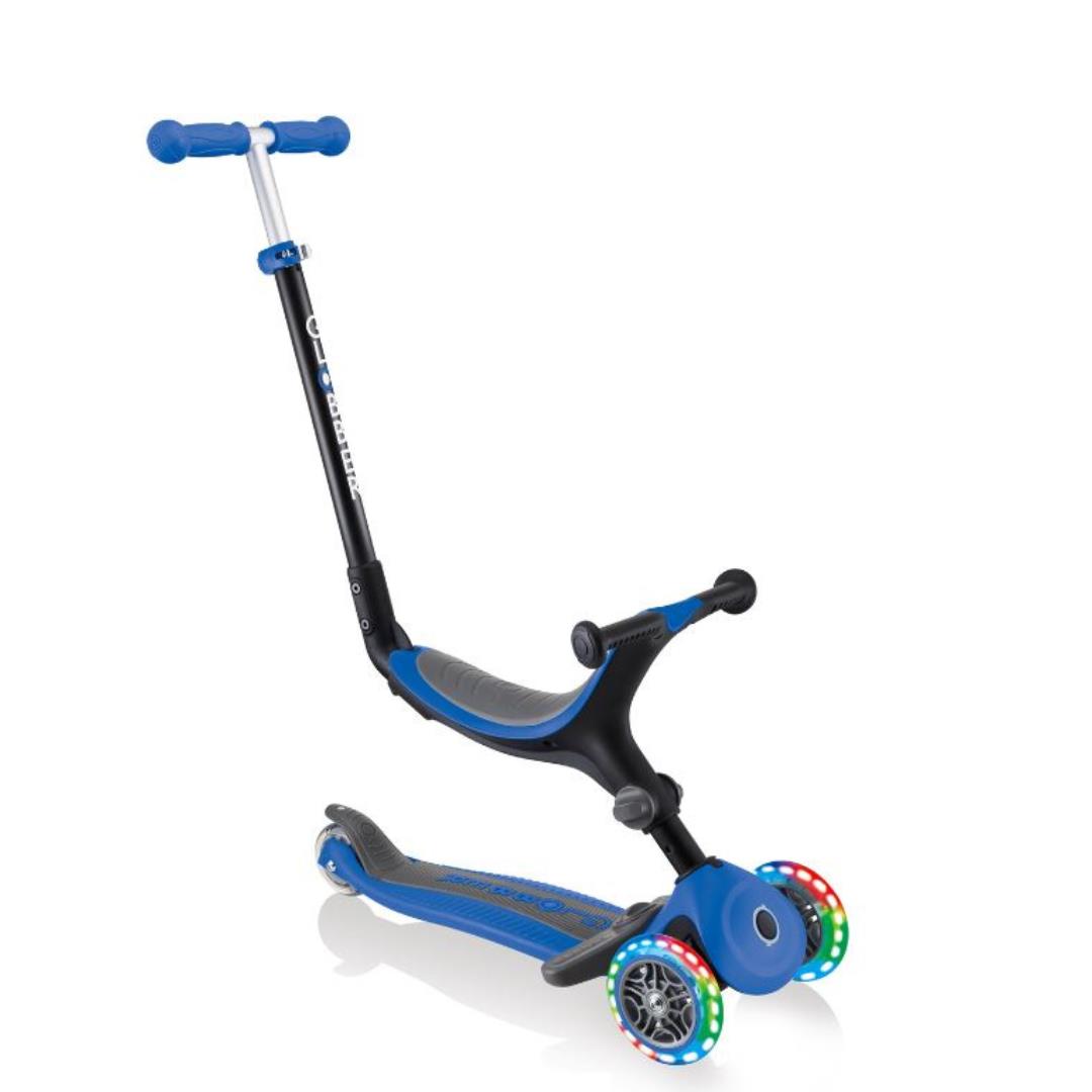 Globber GO UP ACTIVE Convertible Scooter with Light Up Wheels - Navy Blue