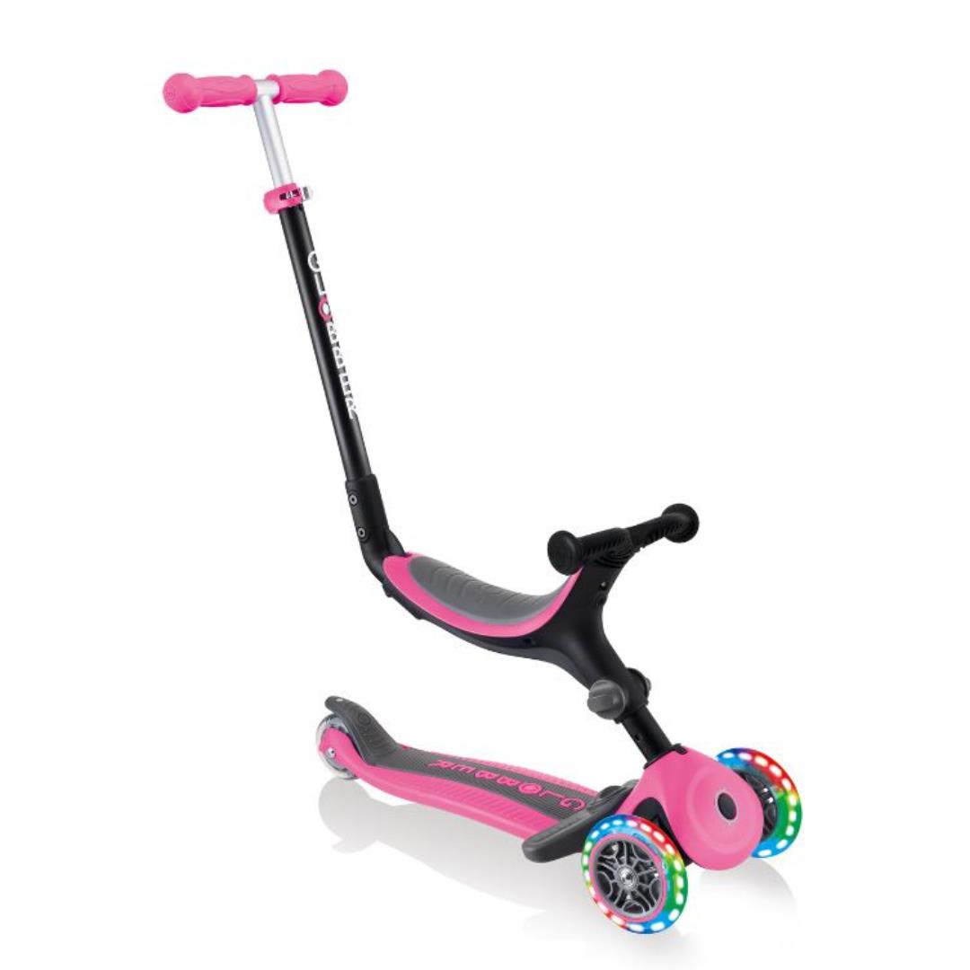 Globber GO UP ACTIVE Convertible Scooter with Light Up Wheels - Pink