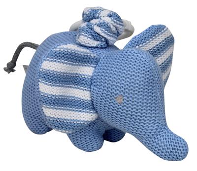 Knitted Elephant Pram Toy Blue