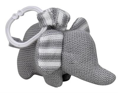 Knitted Elephant Pram Toy Grey