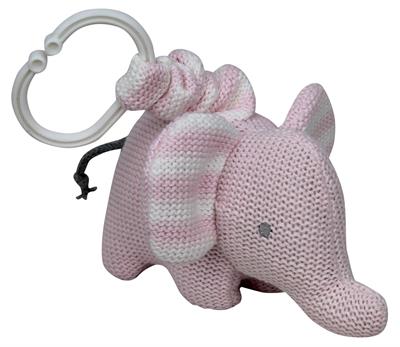 Knitted Elephant Pram Toy Pink