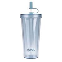 Oasis Double Wall Smoothie Tumbler with Straw 520ml Blueberry