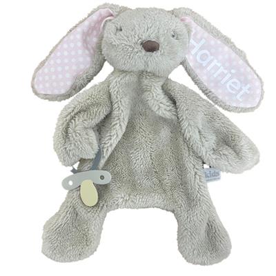 Personalised Bunny Comforter with Dummy Holder Beige and Pink