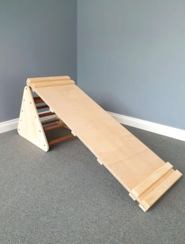 Small Wooden Pikler Triangle and Climbing Ramp Package