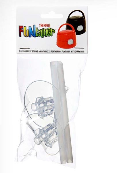 THERMOS Funtainer 2 Replacement Straws & Mouthpieces Set for Lids w/ Carry  Loop