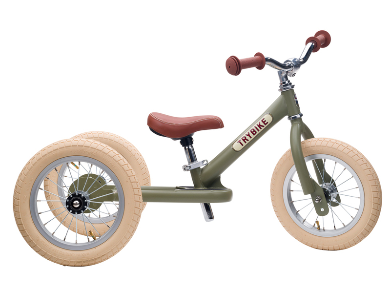 Trybike Steel Green Vintage Edition 2 in 1 Balance Bike