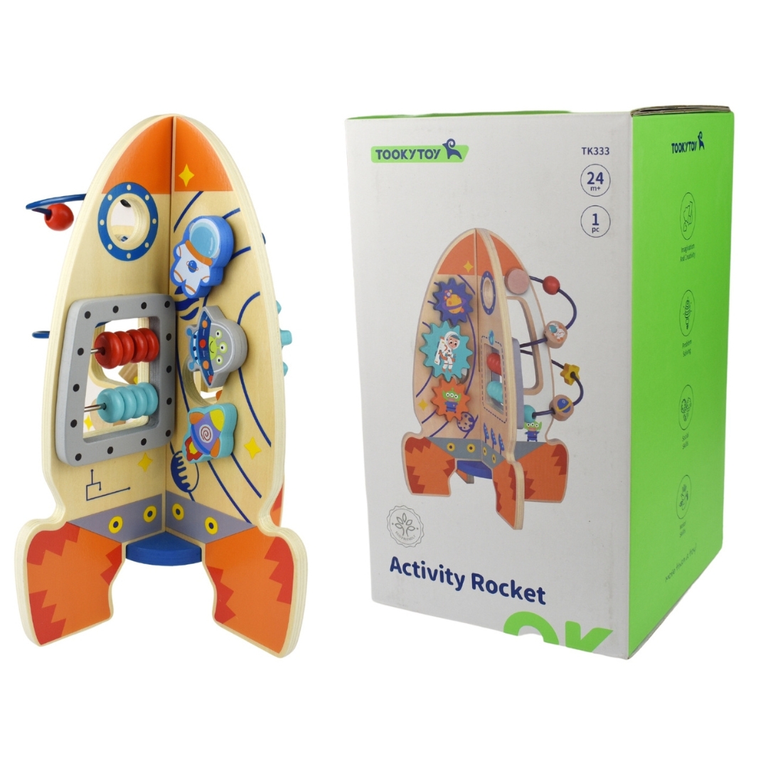 Wooden Activity Rocket Educational Toy Tooky Toy