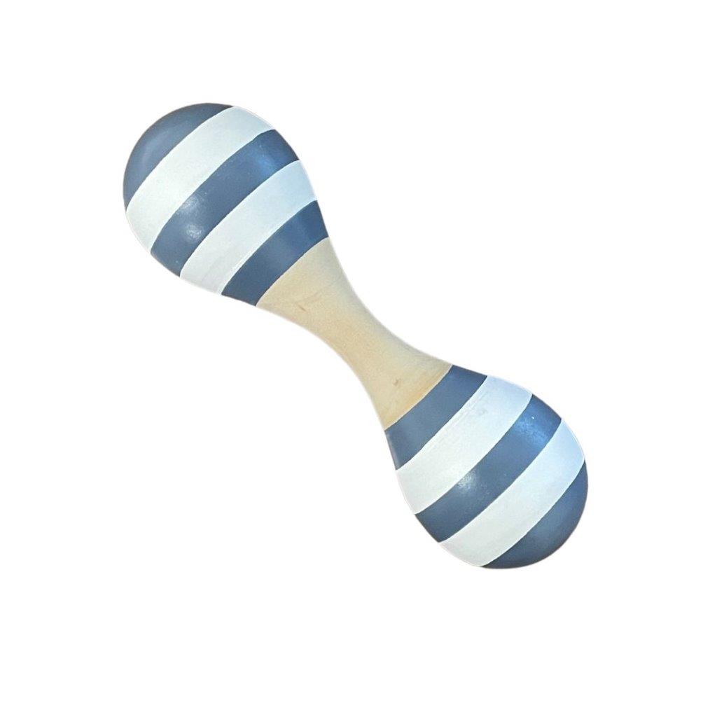 Wooden Maraca Double Ended - Navy and White Stripe _ wooden baby Toys 